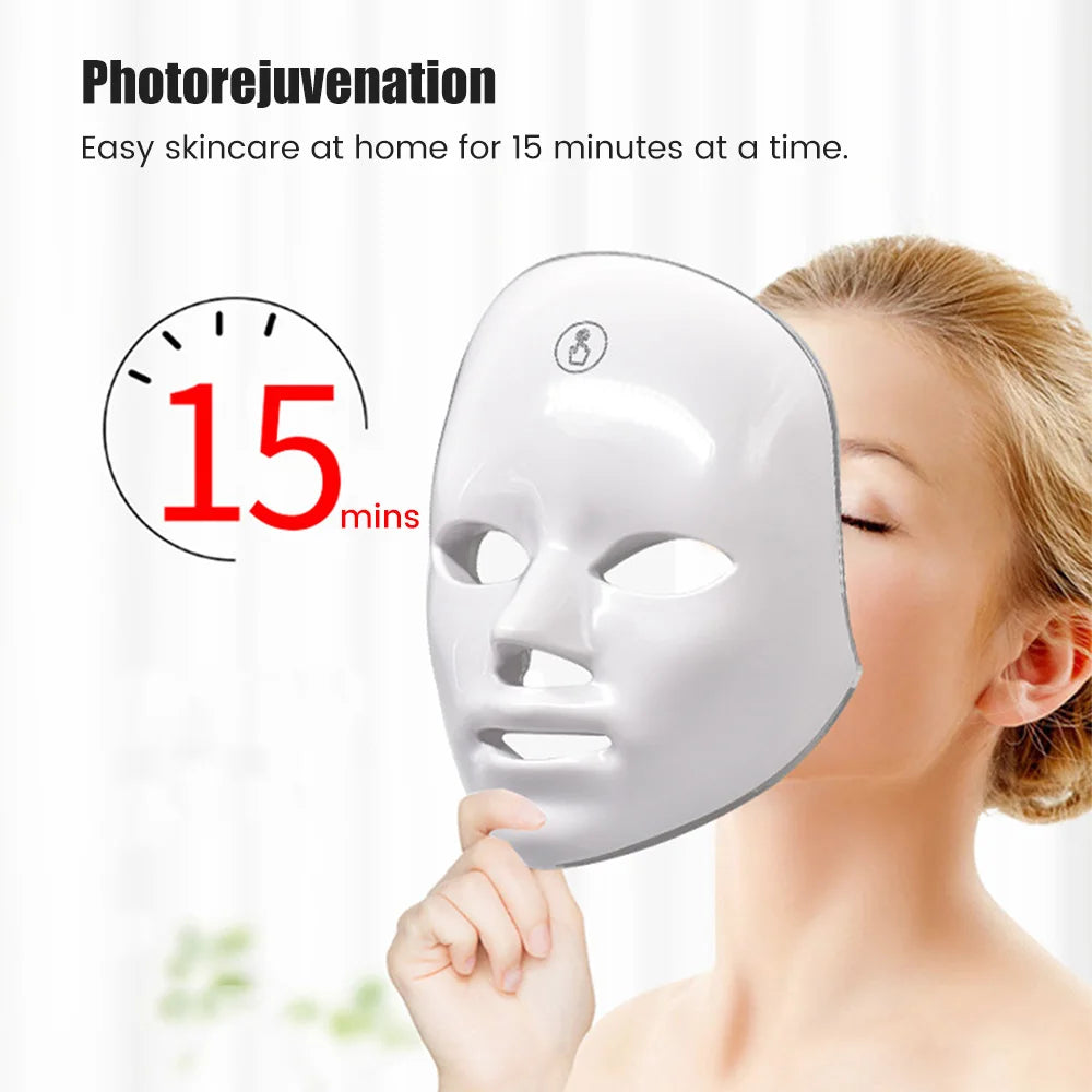 7 Colors Photon Facial LED Mask Red Light Therapy anti Aging Face Neck Beauty Mask Relaxation Treatment Anti-Wrinkle Skin Care