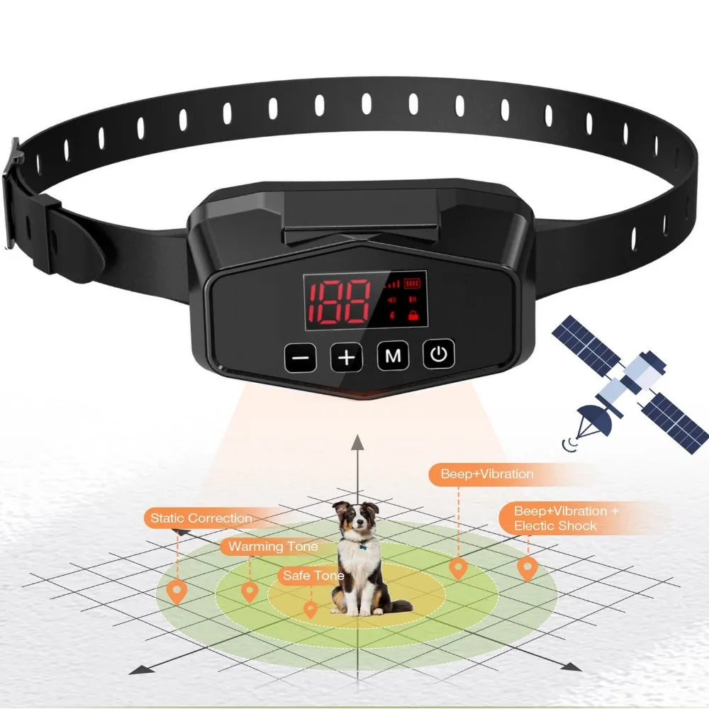 GPS Wireless Electric Dog Fence Safe Easy Setup Outdoor Dog Containment System Waterproof Rechargeable Dog Collar for Large Dog