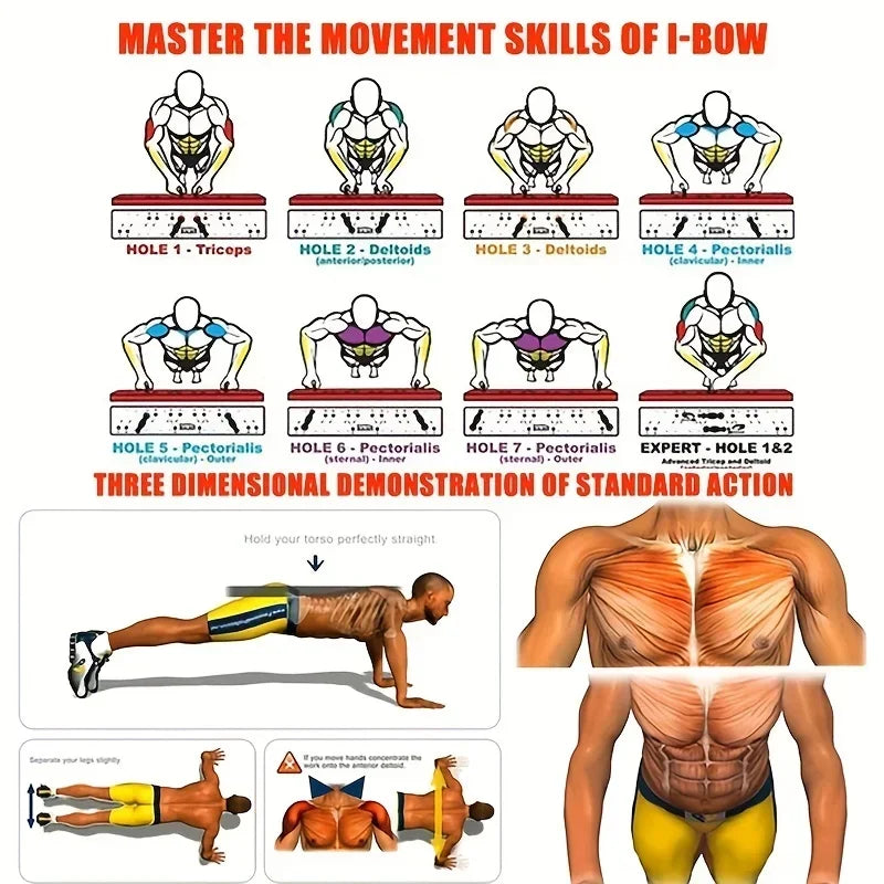 Portable Push up Board Multifunctional Push up Board Kit, Foldable Fitness Equipment Suitable for Chest, Abdominal, Arm/Back Tra