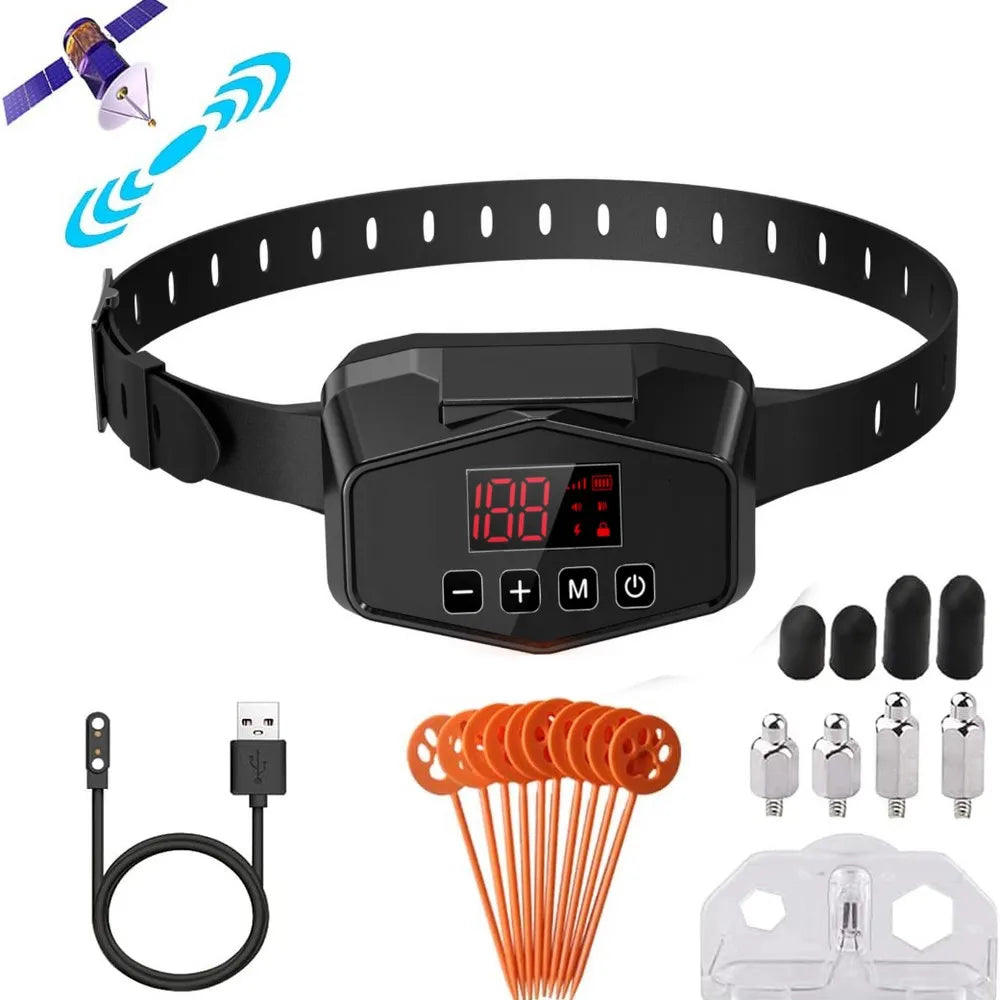 GPS Wireless Electric Dog Fence Safe Easy Setup Outdoor Dog Containment System Waterproof Rechargeable Dog Collar for Large Dog